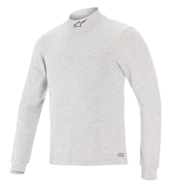 Maillot de corps à manches longues Alpinestars Race V3 Top, norme FIA 8856-2018, blanc