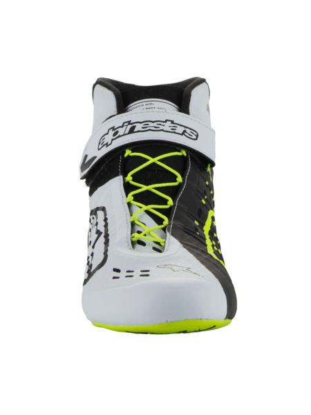 Chaussures de karting Alpinestars KX V3 homologuées FIA, noir/blanc/jaune fluo