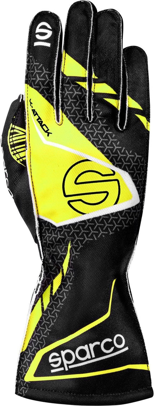 Sparco K-attack kart handschoenen Zwart / fluor geel