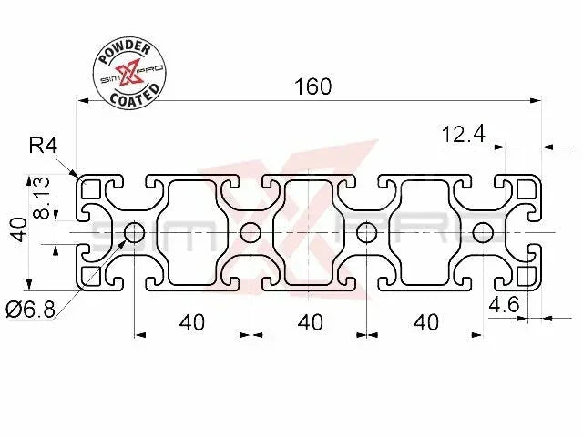SimXPro 40x160 Profile Black - KartKings