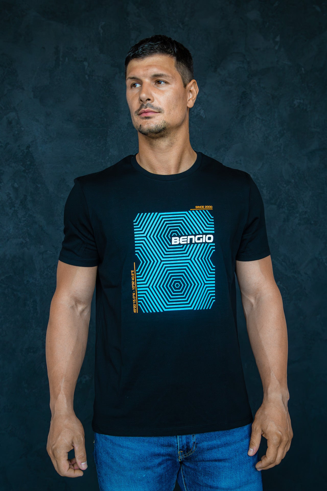 T-shirt Bengio noir/bleu 100% bio Taille L