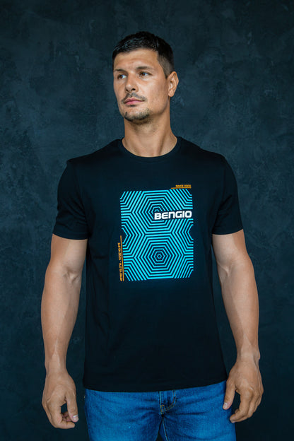 T-shirt Bengio noir/bleu 100% bio Taille L