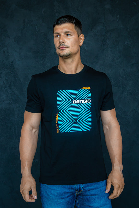 T-shirt Bengio noir/bleu 100% bio Taille L