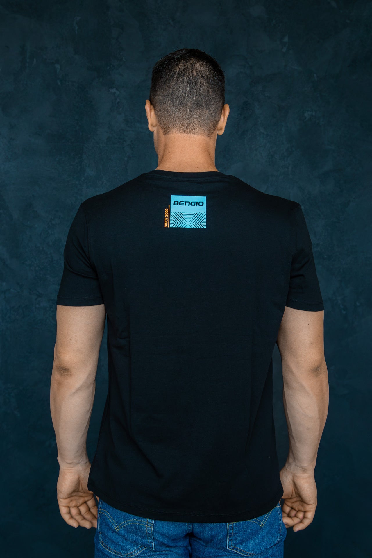 T-shirt Bengio noir/bleu 100% bio Taille L