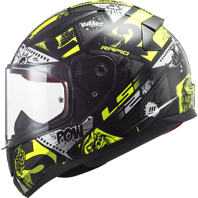 LS2 FF353 Rapid mini Kids helm Vignette zwart / fluor geel