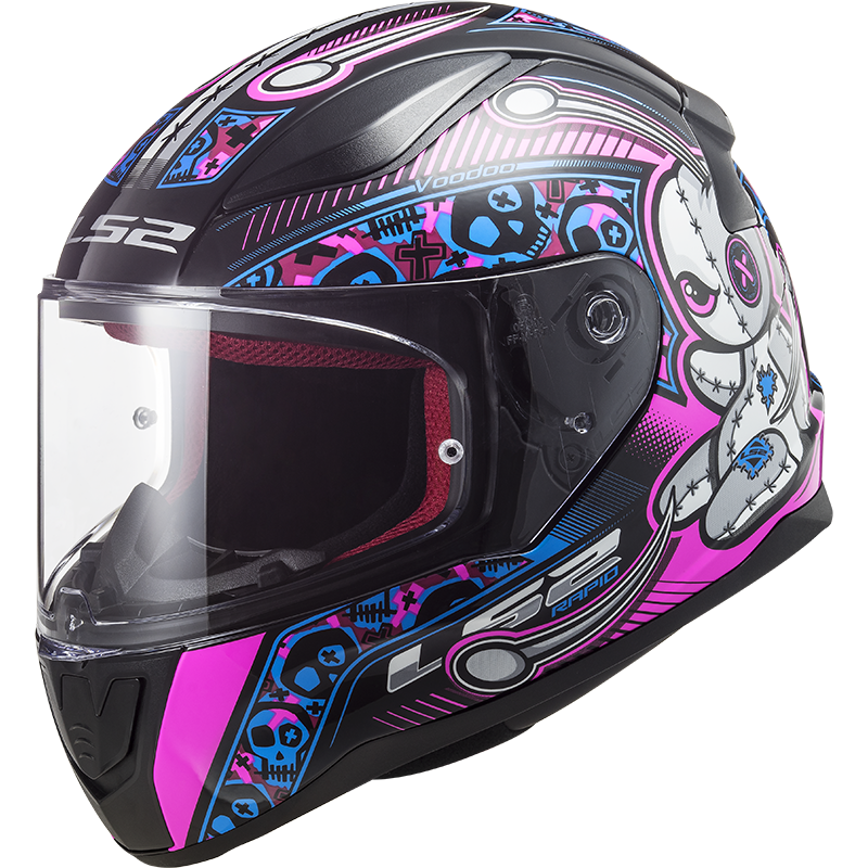 Casque enfant LS2 FF353 Rapid mini Voodoo noir/rose