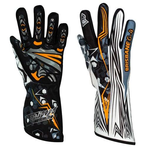 Speed handschoenen Brisbane G-4 zwart/fluor oranje - KartKings