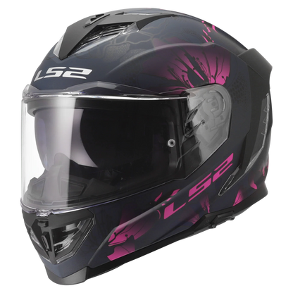 LS2 FF818 Storm III Burst matt zwart / roze - KartKings