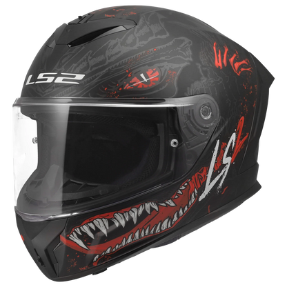 LS2 FF820 Rapid III Kaiju matt zwart/rood - KartKings