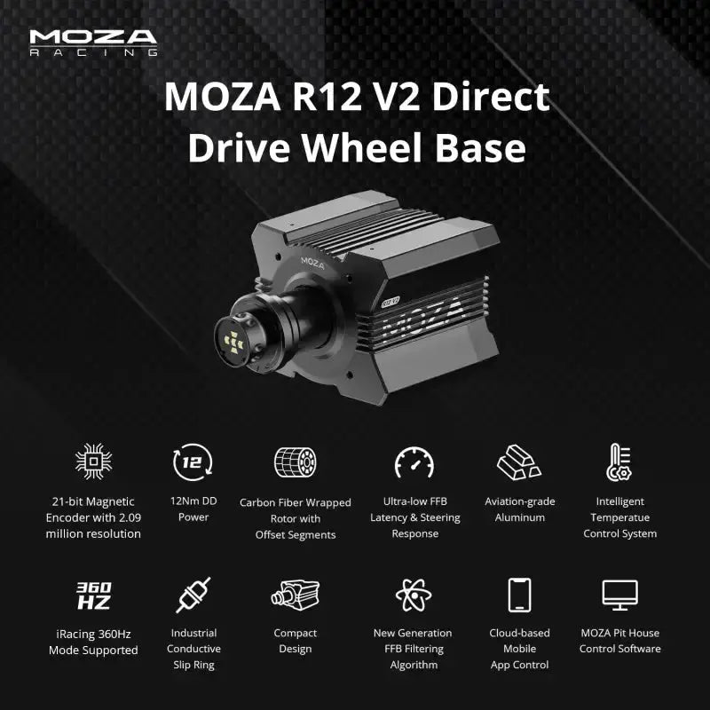 Moza Racing R12 Direct Drive Wheel Base - V2 - KartKings