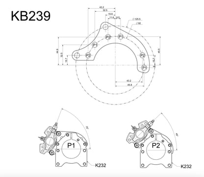 RR remklauw support beugel voor minikart met MA20 remklauw - KartKings