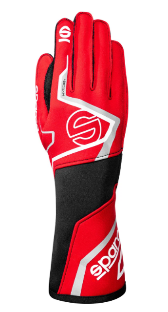 Sparco K -Tide+ (FIA 8877-2022) kart handschoenen Rood / Zwart