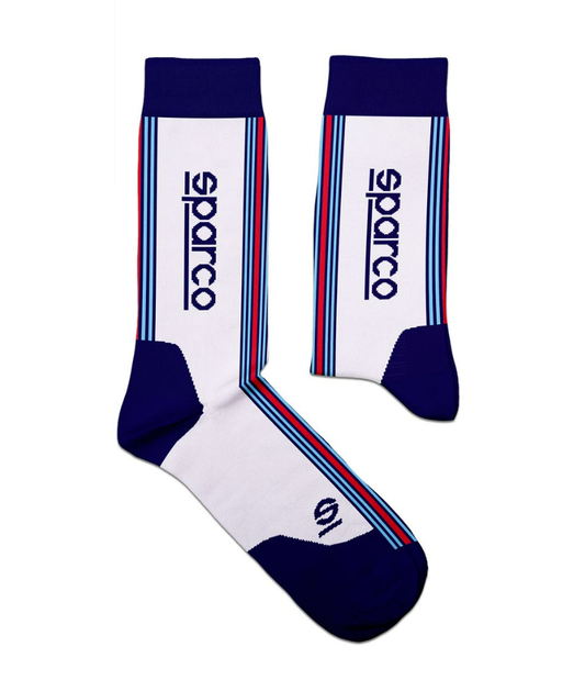 Chaussettes hautes au design emblématique Sparco Martini Blanc / Bleu / Rouge