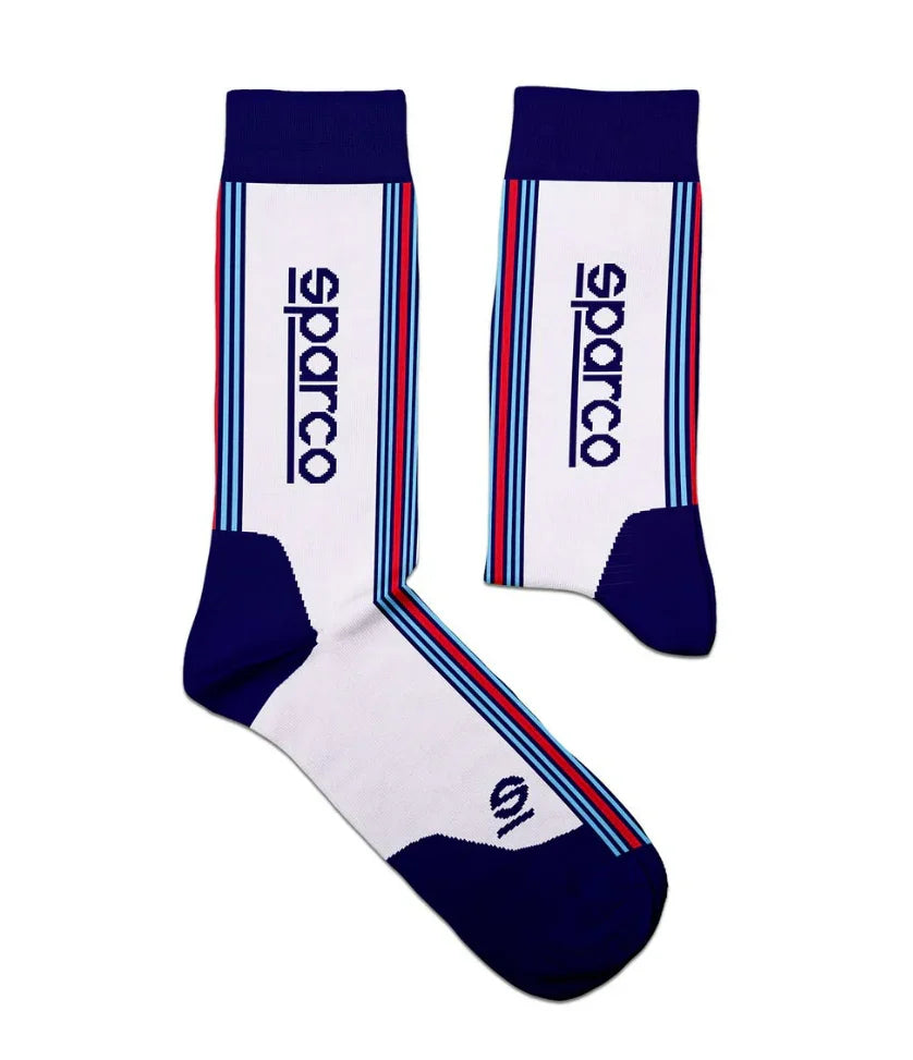 Sparco Martini Iconic design hoge sokken wit/blauw/rood - KartKings