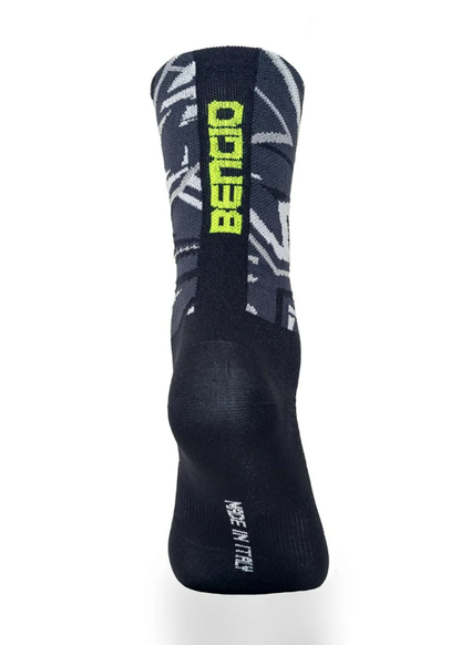 Bengio kart sokken k-summer zwart / fluo geel