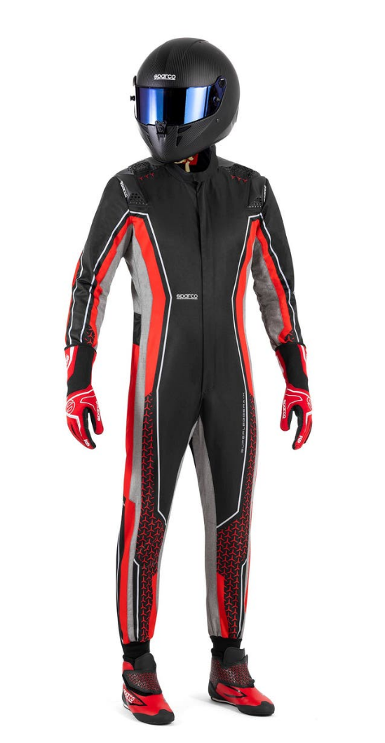 Sparco Superleggera kart overall FIA 8877-2022 zwart/rood