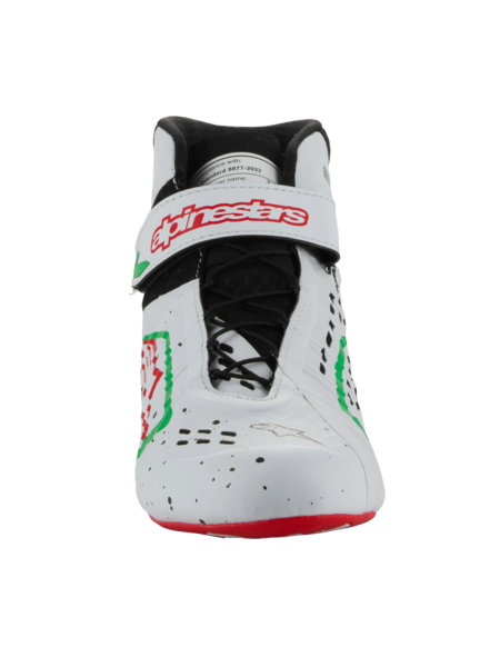 Chaussures de karting Alpinestars KX V3 FIA blanches/vertes/rouges