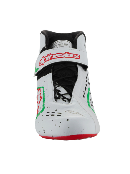 Chaussures de karting Alpinestars KX V3 FIA blanches/vertes/rouges