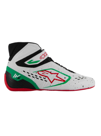 Chaussures de karting Alpinestars KX V3 FIA blanches/vertes/rouges