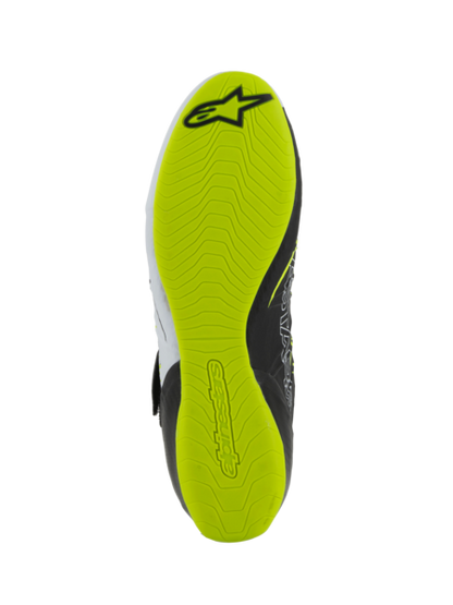Chaussures de karting Alpinestars KX V3 homologuées FIA, noir/blanc/jaune fluo
