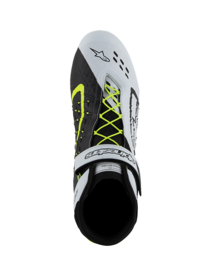 Chaussures de karting Alpinestars KX V3 homologuées FIA Noir/blanc/jaune fluo