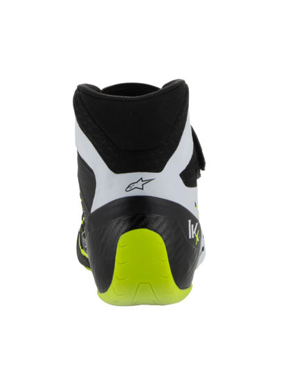 Chaussures de karting Alpinestars KX V3 homologuées FIA, noir/blanc/jaune fluo